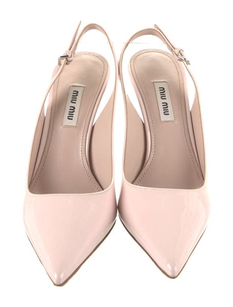 Miu Miu Patent Leather Crystal Embellishments Slingback Pumps 